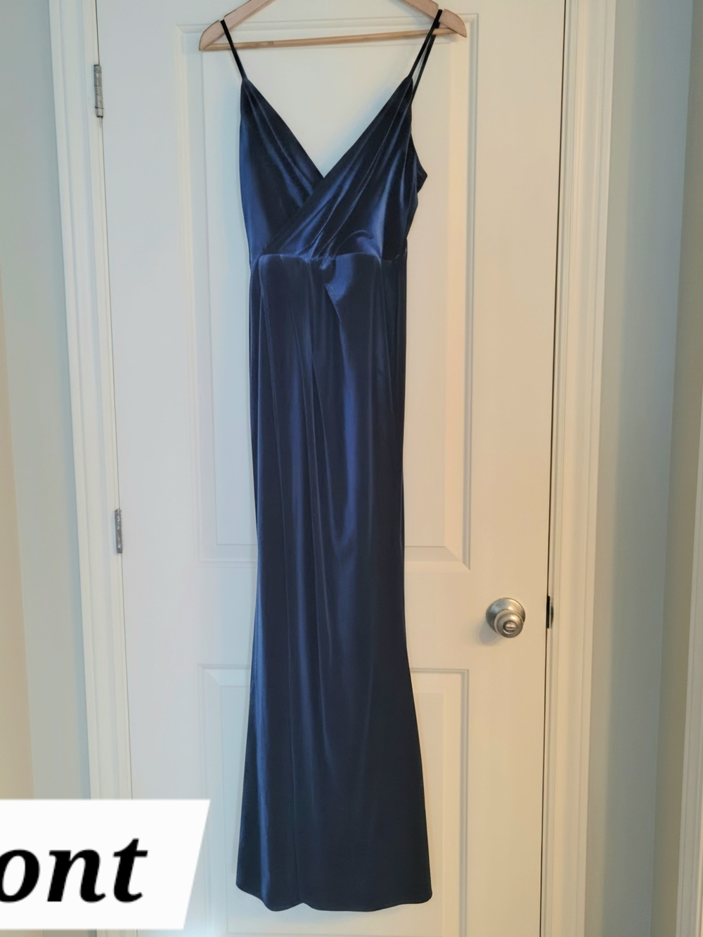 David's Navy Blue Prom/ Bridesmaid  Velvet Dress Size US 2